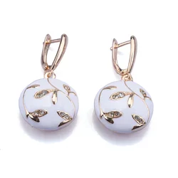 2026 New Fashion White Black Enamel Drip Oil Dangle Earrings Women Indian Geometric Statement Round Oval Metal Hanging Earrings