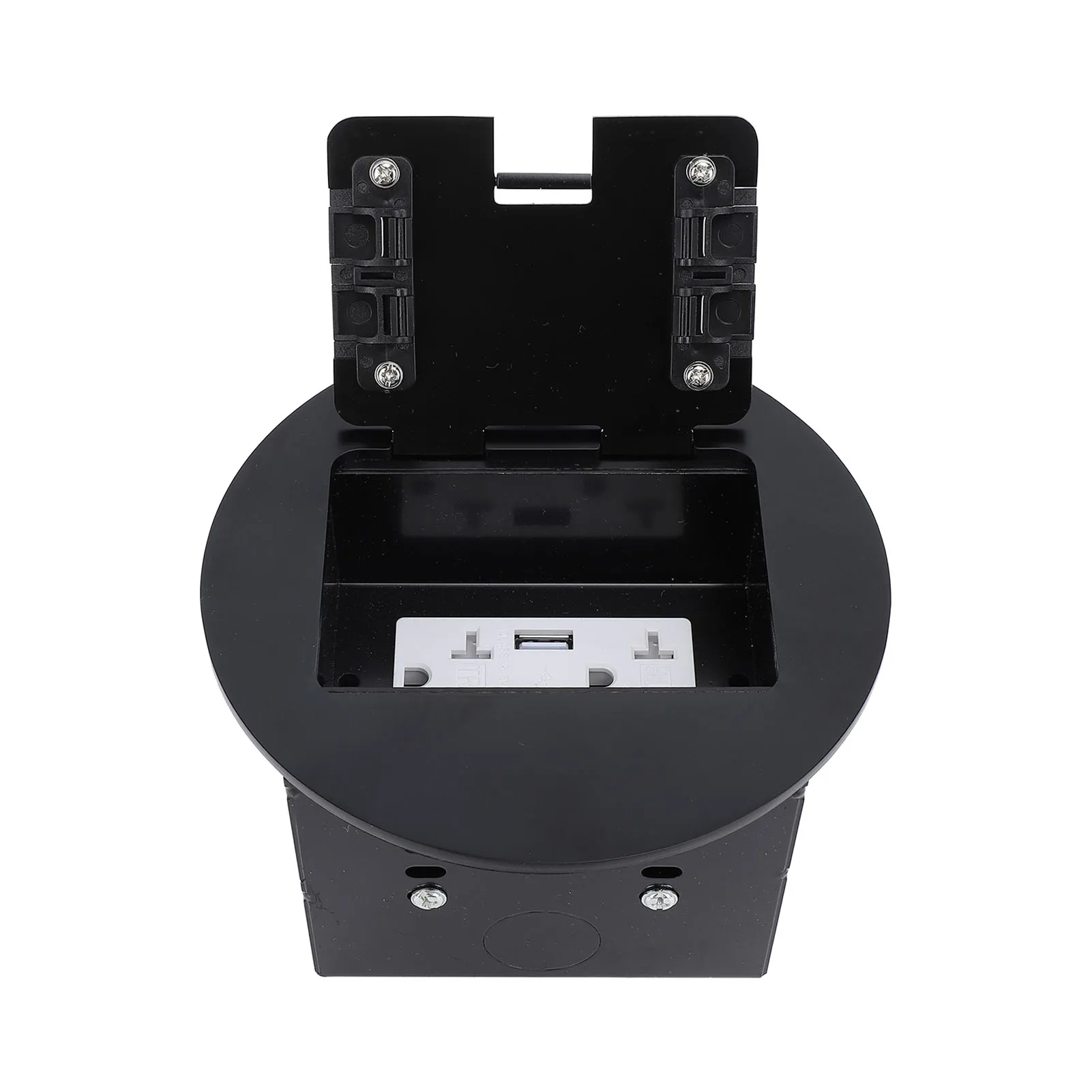 Recessed Floor Outlet Box Flame Retardant PC Embedded 20A Stainless Steel Recessed Floor Outlet Kit with 2 USB Ports for