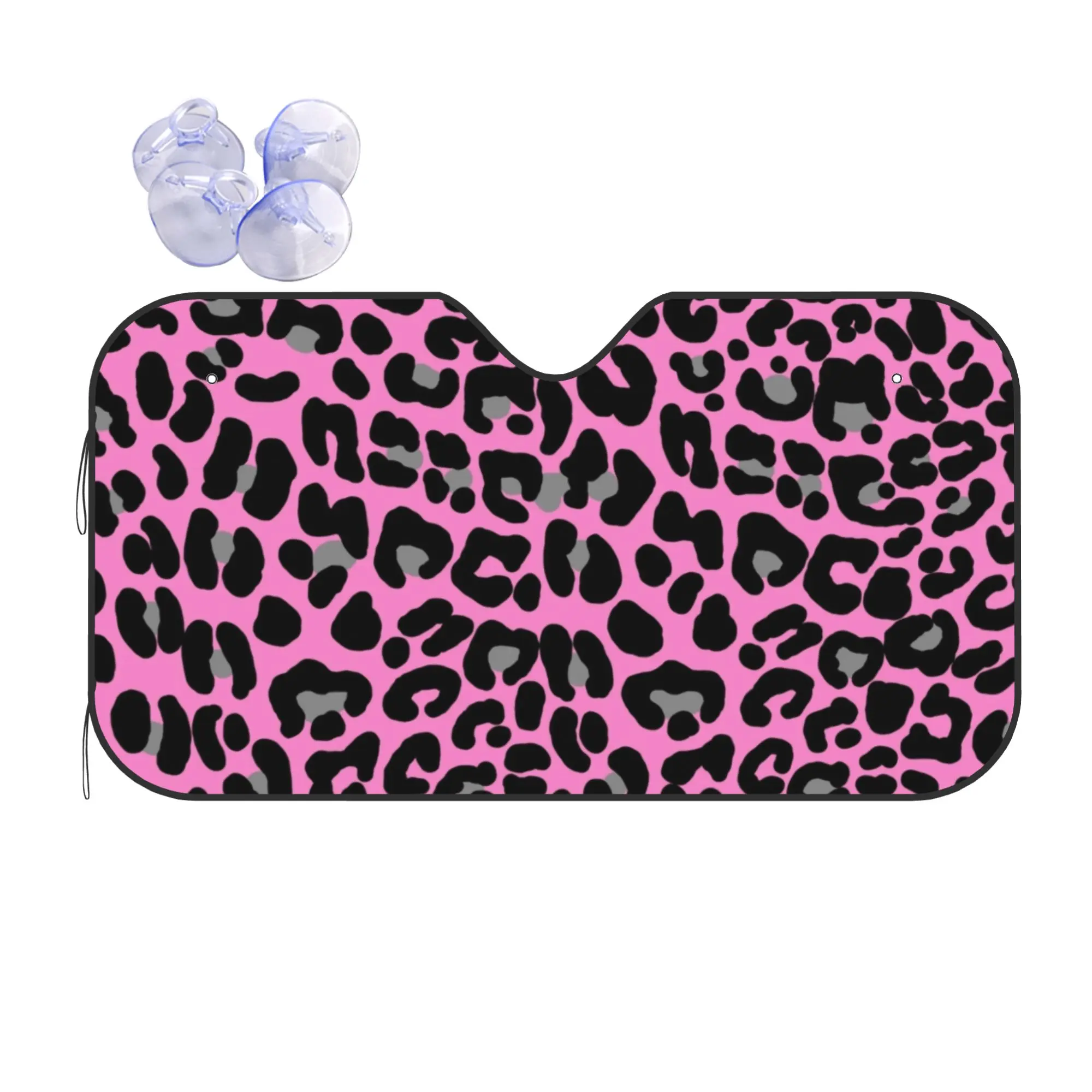 Windshield Sun Shade Car Pink Leopard and Cheetah Print Inspired Solar Reflector Protector Visor Screen Cover Vehicle Windscreen