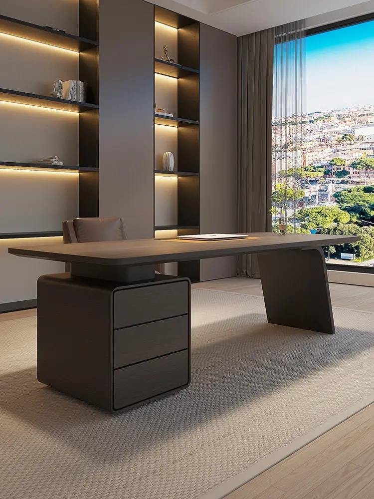 Italian minimalist desk light luxury modern solid wood study double home living room boss office senior computer desk