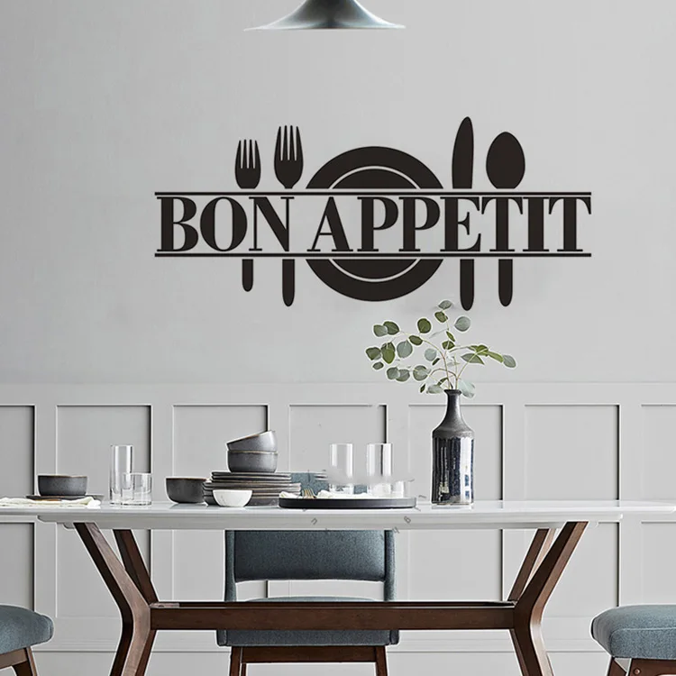 Classic BON APPETIT Kitchen Wall Sticker For Kitchen Stove Refrigerator Decoration Art Decals Removable Stickers