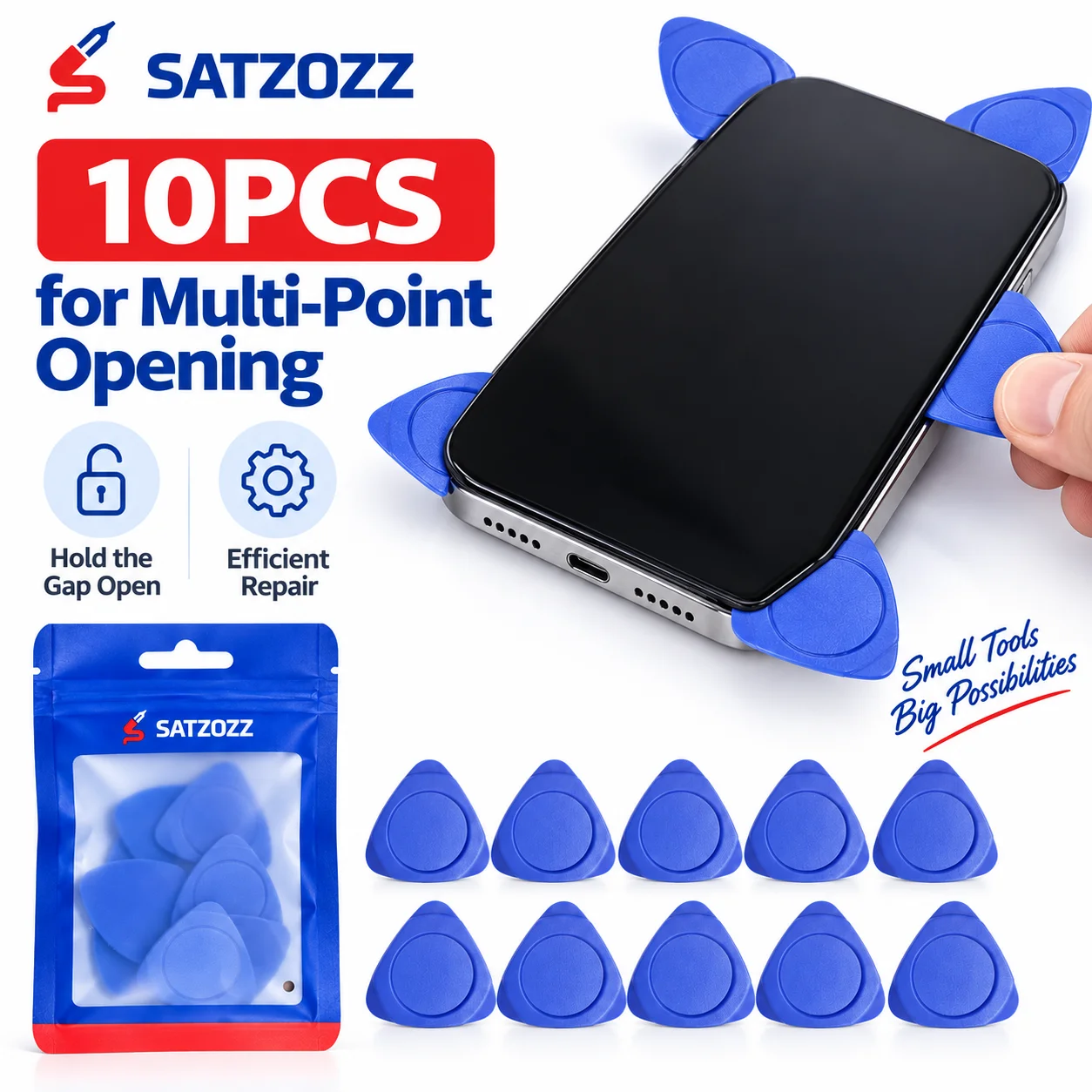 SATZOZZ 10 Stück Kunststoff-Öffnungswerkzeuge zum Hebeln für Handybildschirm iPhone iPad Tablet Laptop Elektronik-Reparatur – Detail 3