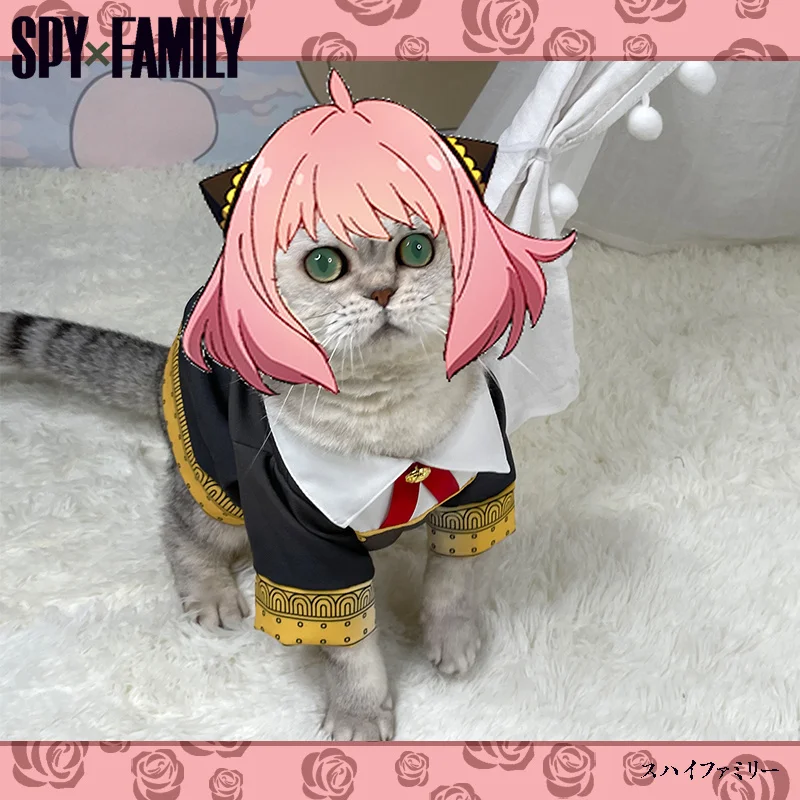 SPY×FAMILY Anya Cosplay para mascotas, ropa para mascotas Forger Anya, ropa de Anime para mascotas pequeñas, ropa para perros