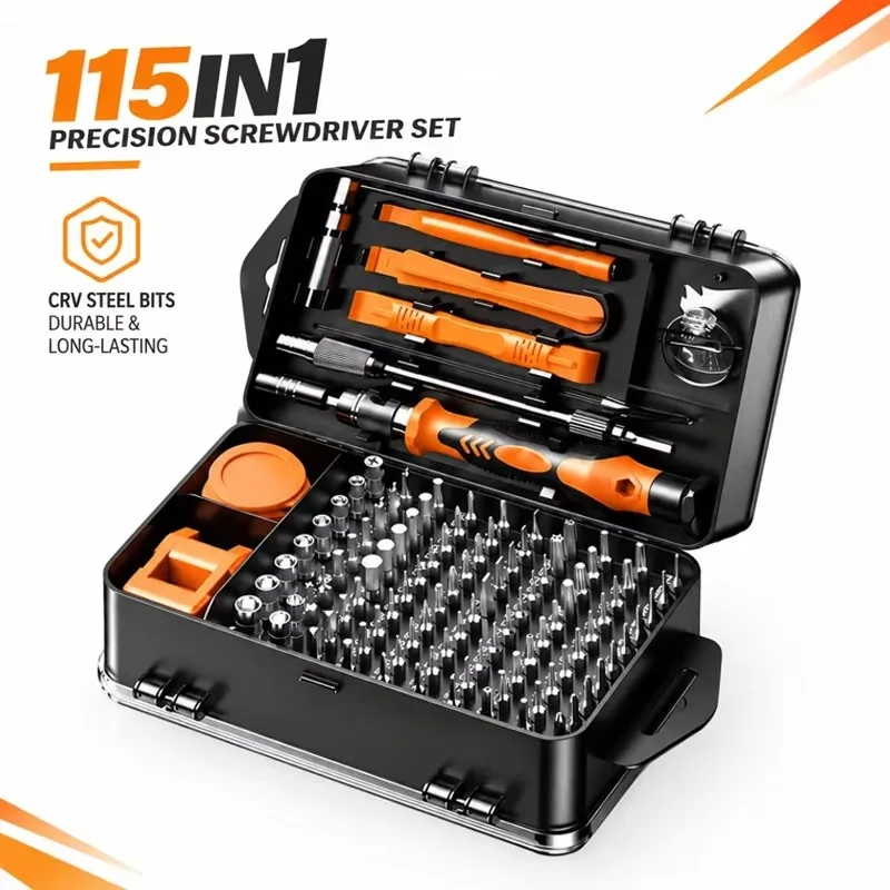 115 in 1 Precision Screwdriver Set CR-V Magnetic Bits Kit for Computer PC Laptop Phone Repair Tool Box Gifts for Men Electronics