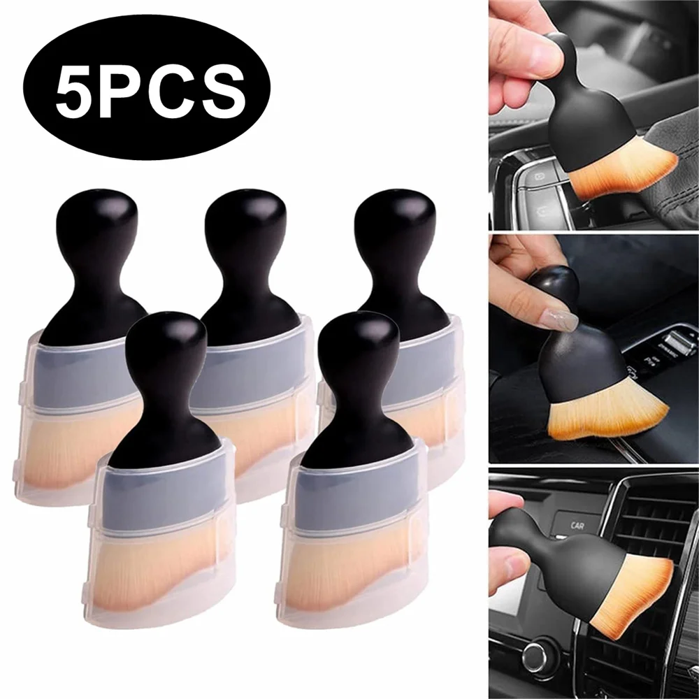 

5PCS Car Cleaning Brush Soft Automotive Car Detailing Brush Interior Cleaning Tool Car Crevice Dusting Brushes with Casing