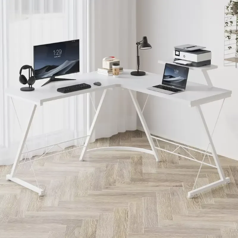 Modern Simple Eco-Friendly Durable Wood Grain L-Shaped Corner Computer Desk Office Workstation Writing Table for Home Office