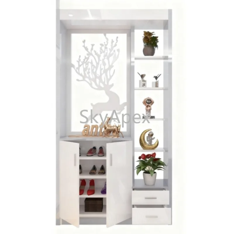 Modern  White  Painted Entrance Partition Shoe Cabinet Foyer Decor Screen Living Room Decor Cabinet High Quality Durable Stylish