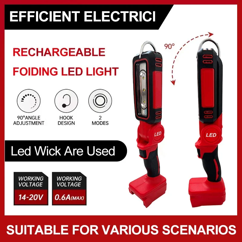 

Для Milwaukee светодиодный рабочий фонарь, супер яркий, 90 градусов, клипса, литиевая батарея, 20 В, M18, прожектор, наружное освещение, кемпинг