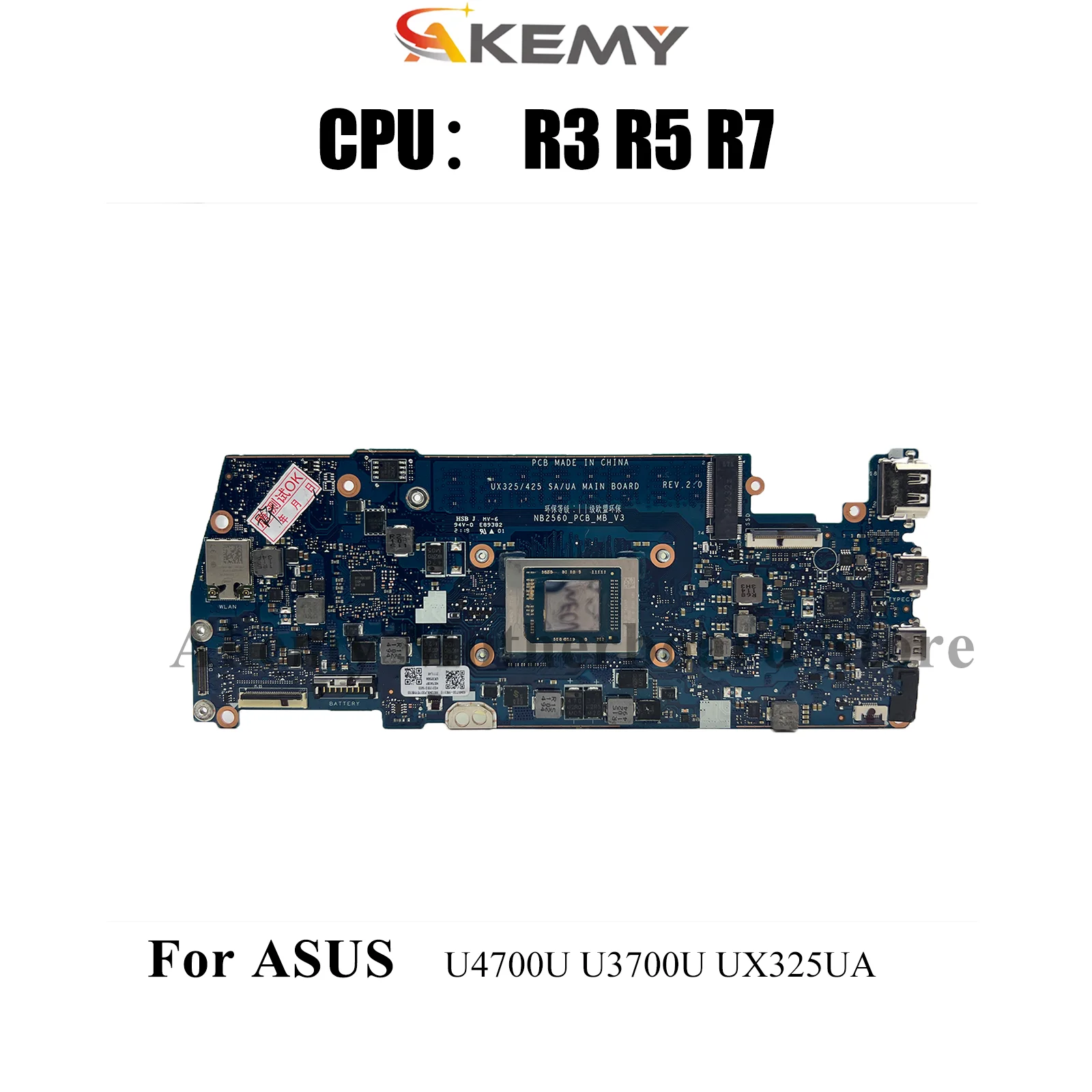 

UX325UA Материнская плата для ноутбука ASUS ZenBook UX325UA U4700U UX325U U3700U Материнская плата для ноутбука с процессором R3 R5 R7 100% tests OK stk