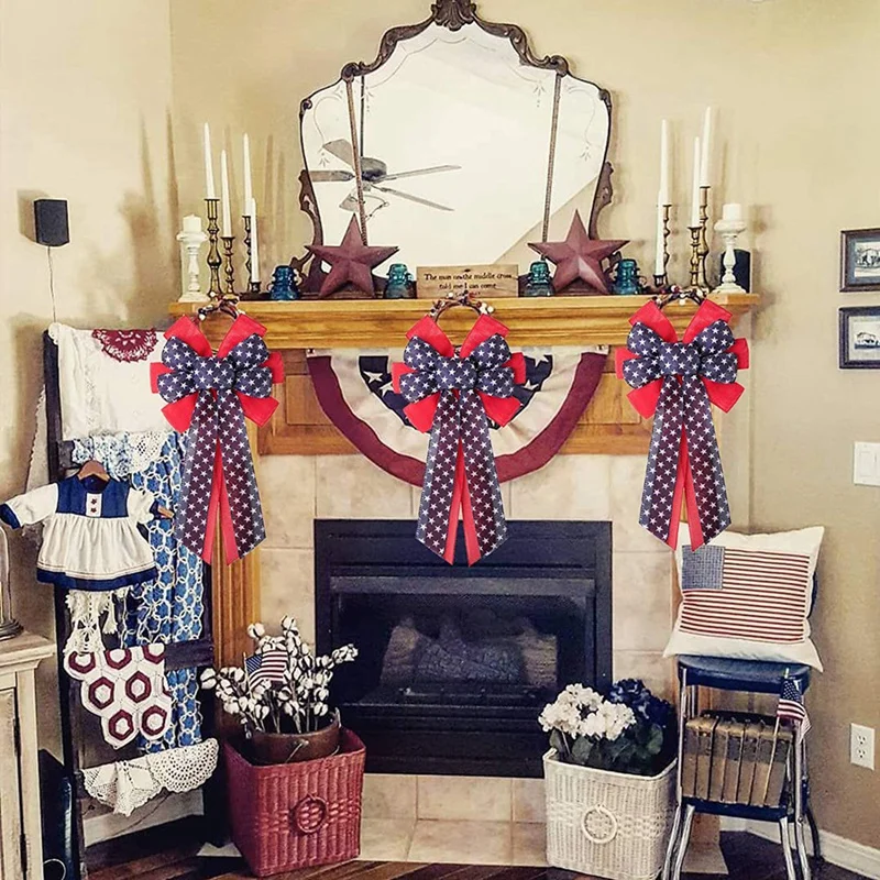 Patriotic Wreath Red And Blue American Flag Memorial July 4 Memorial Day Labor Day Veterans Day Independence Day