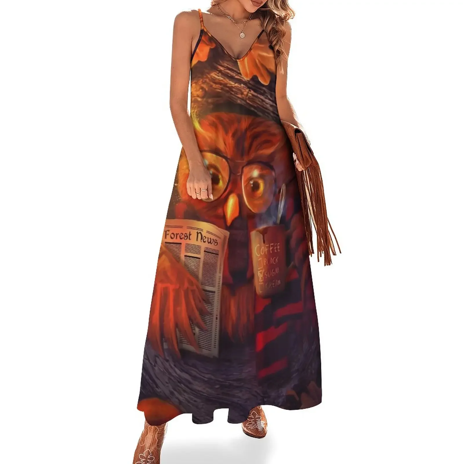 

Owl Sleeveless Dress Elegant gown Dresses