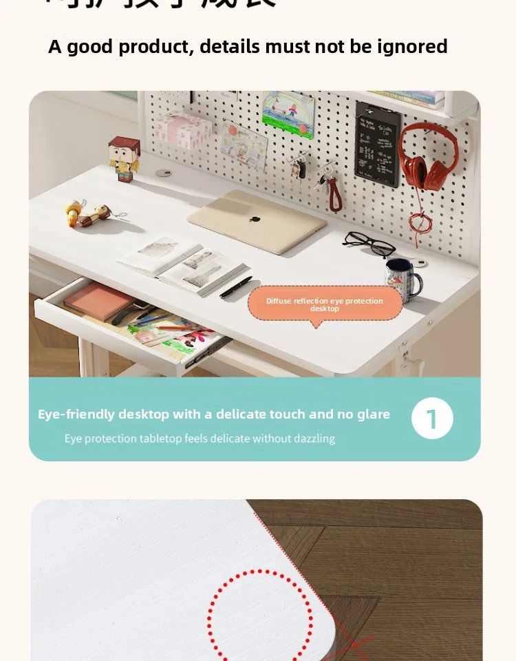 طلاب المدارس الابتدائية الذين يكتبون مكتب الواجبات المنزلية البسيطة ومكاتب وكراسي الأطفال يمكن رفعها