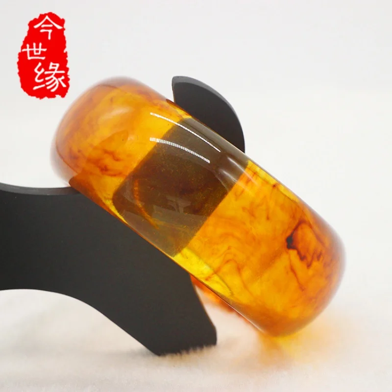 One-Piece Delivery Live Broadcast Supply Tobacco Amber Beeswax Bracelet Live Broadcast Tobacco Amber Bracelet Wholesale Large Qu