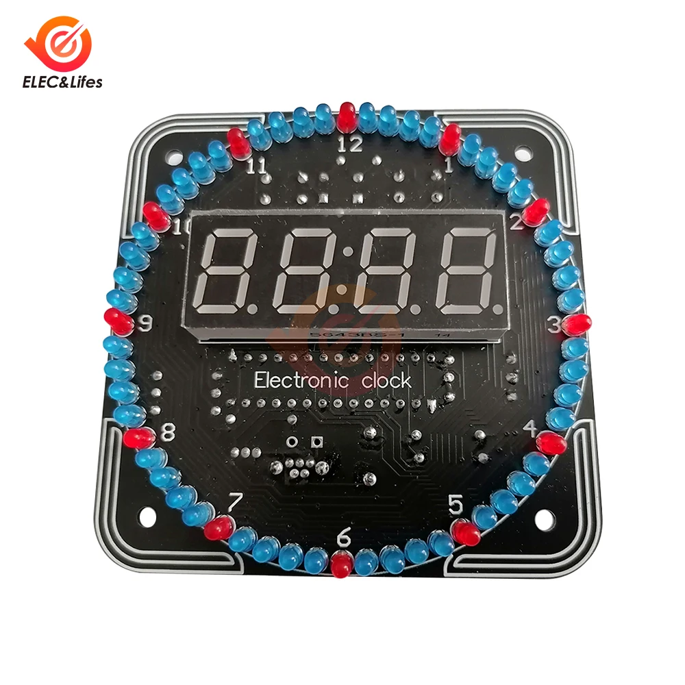 Imagem -02 - Digital Faça Você Mesmo Eletrônico Relógio Kit Controle de Luz Rotação Temperatura Led Tempo Display Conjunto de Ferramentas para a Prática de Solda