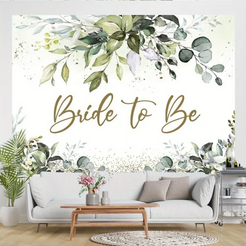 VIKAMA Green Eucalyptus Tree Bridal Party Tapestry, Bridal Photo Wall, Wedding Party Wall Hanging Decorations