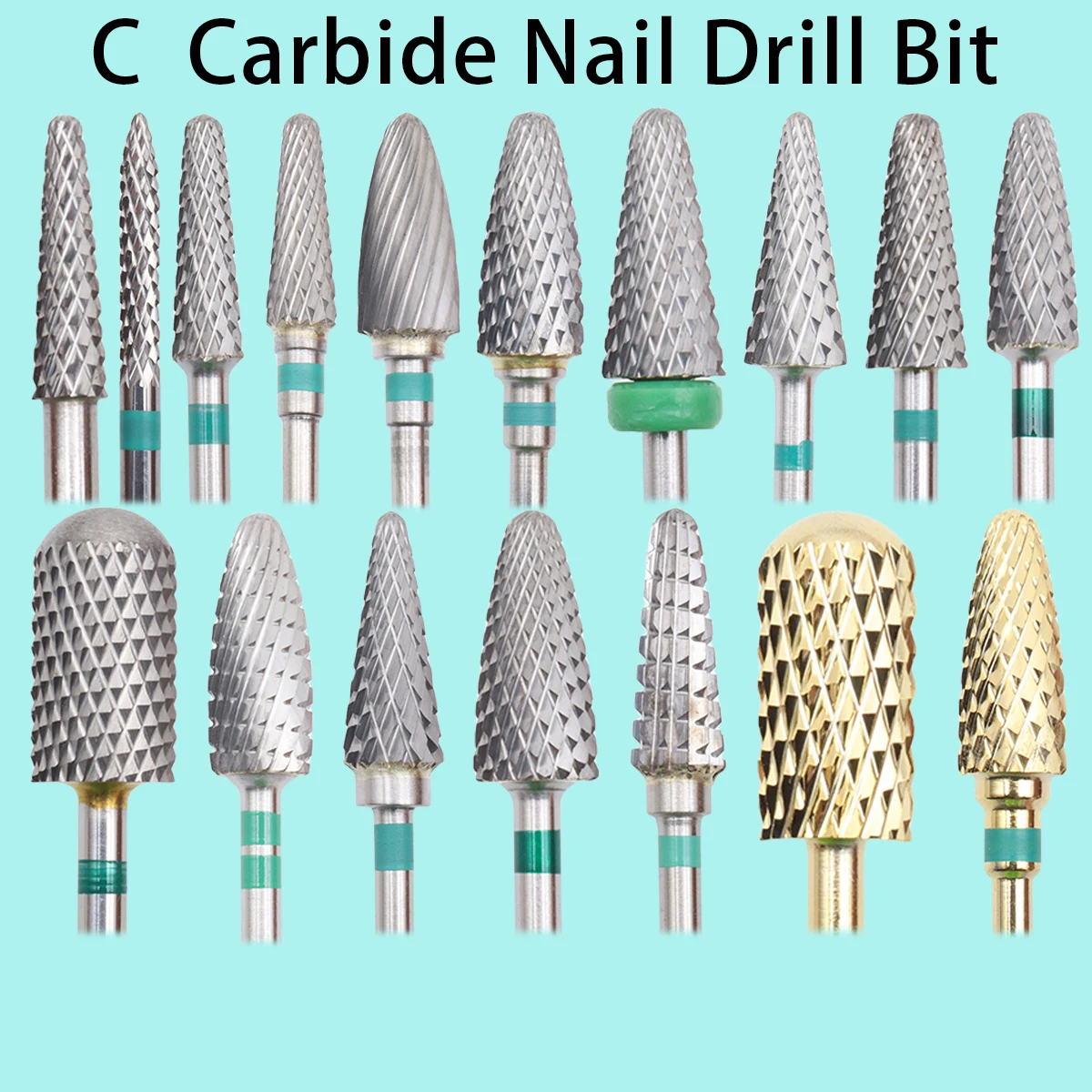 

Green Tungsten Carbide Nail Drill Bit Milling Cutter Eletric Manicure Machine Equipment Cuticle Clean