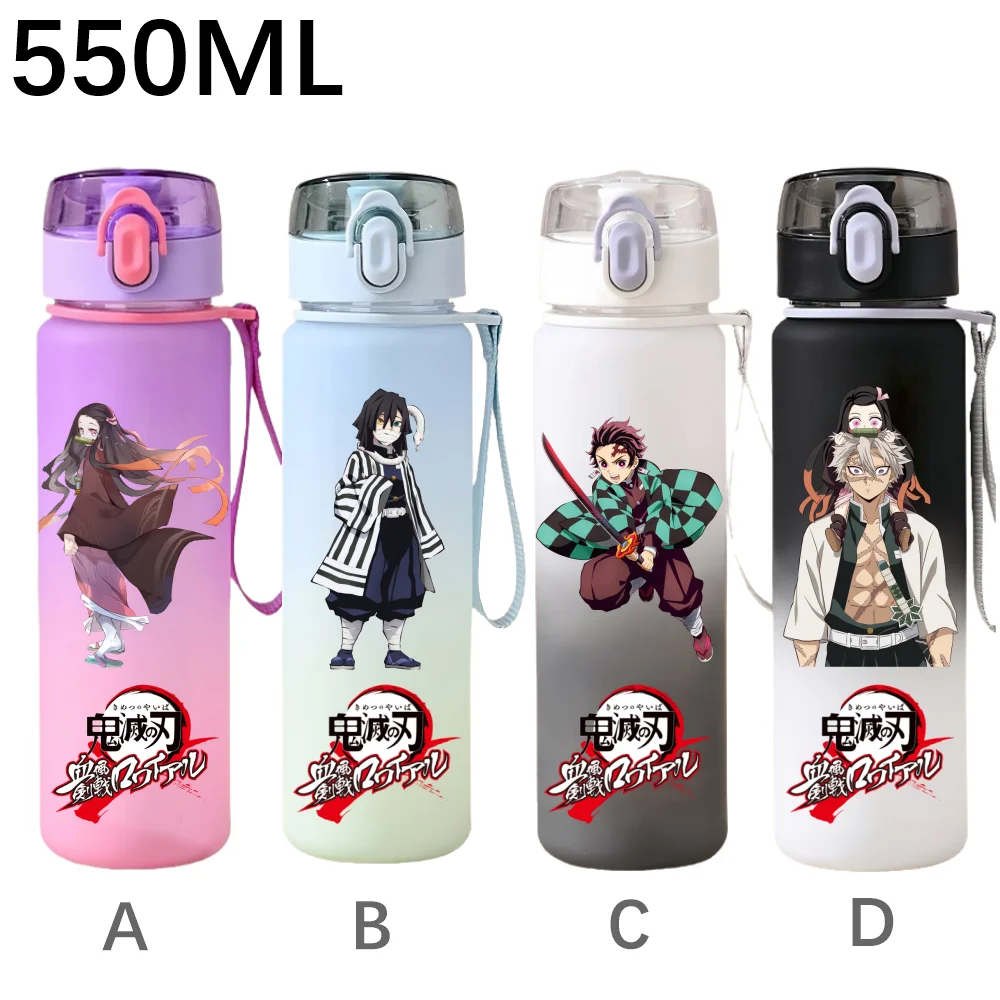 

550ML Demon Slayer Sports Water Bottle Kamado Tanjiro Nezuko Agatsuma Zenitsu Outdoor Sports Fitness Portable Drinking Cup Gifts