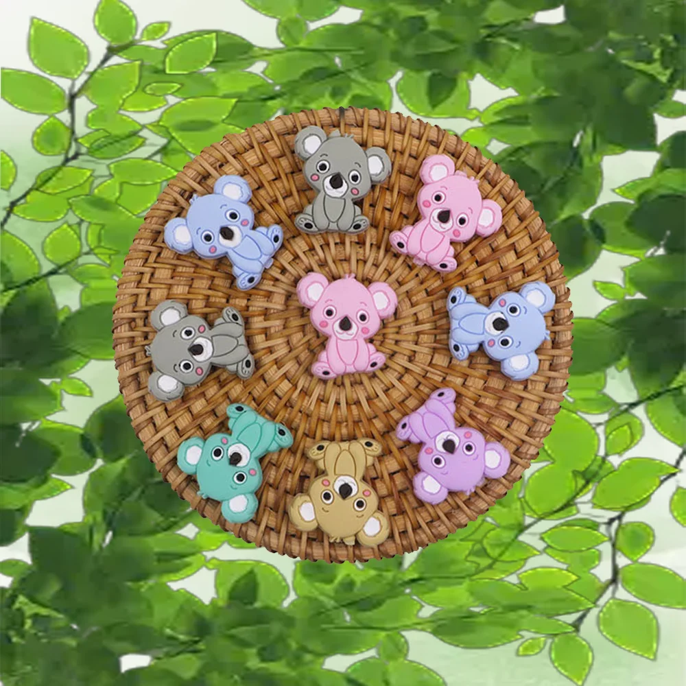 

10 шт., силиконовые бусины с изображением животных, дизайн коалы для изготовления ювелирных изделий, цепочка для соски, милый аксессуар для рукоделия