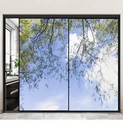 Window Privacy Film UV Blocking Heat Control Window Covering Static Cling Tree Branches Pattern Window Sticker for Decoration