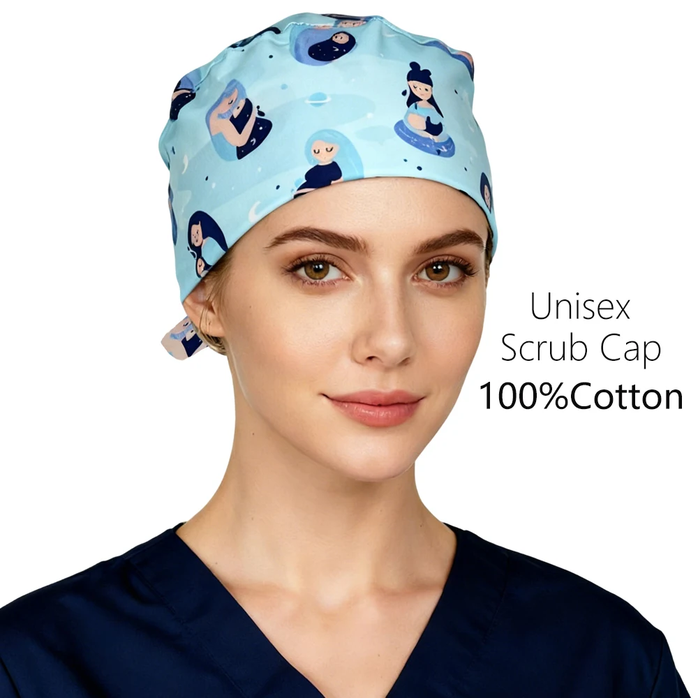 

women's Nurse Cap 100%Cotton Obstetric and gynecological surgical cap Working Hat Woman Man Operating Room Surgical Scrub Caps