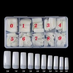 Full Cover Artificial Nail Tips, Colored Ballets, Acrylic Transparent Nail Capsules, French Manicure False Nails, 500Pcs per Box
