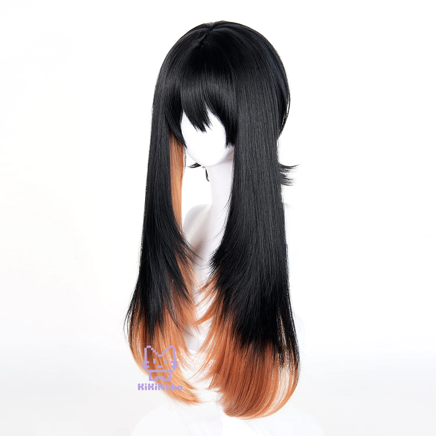 Peruka do cosplayu Anime Amo Empool, długa peruka Amo Enpūru ombre, czarno-pomarańczowa, na Comicon, Halloween, imprezę, dla dorosłych kobiet i mężczyzn.