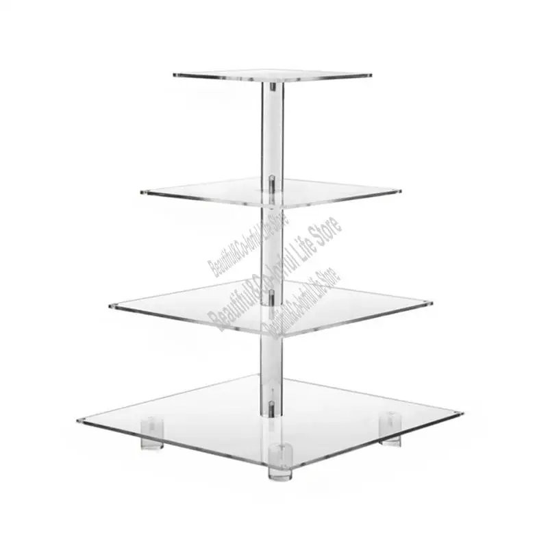 4 Tier Acrylic Cupcake Stand,Square Cupcake Display Stand For Birthday, Baby Shower, Tea Party And Wedding Decor Durable-LICG