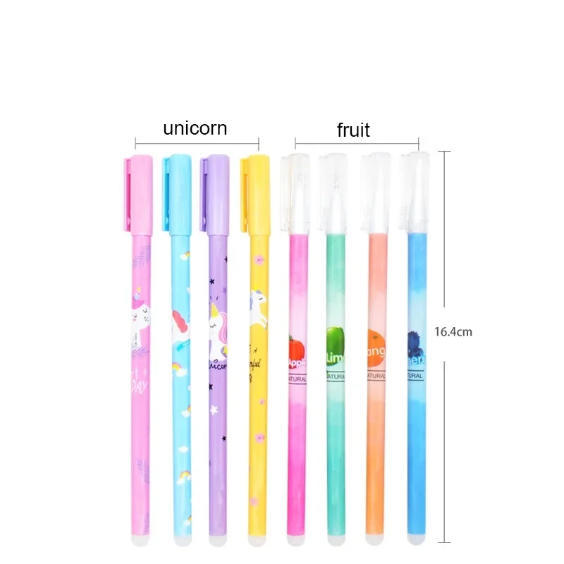 

Новинка, 4 шт., стираемые ручки с единорогом, Kawaii Fruit, набор стираемых гелевых ручек 0,5 мм, моющаяся волшебная ручка, новинка, ручка, детские канцелярские принадлежности, подарок