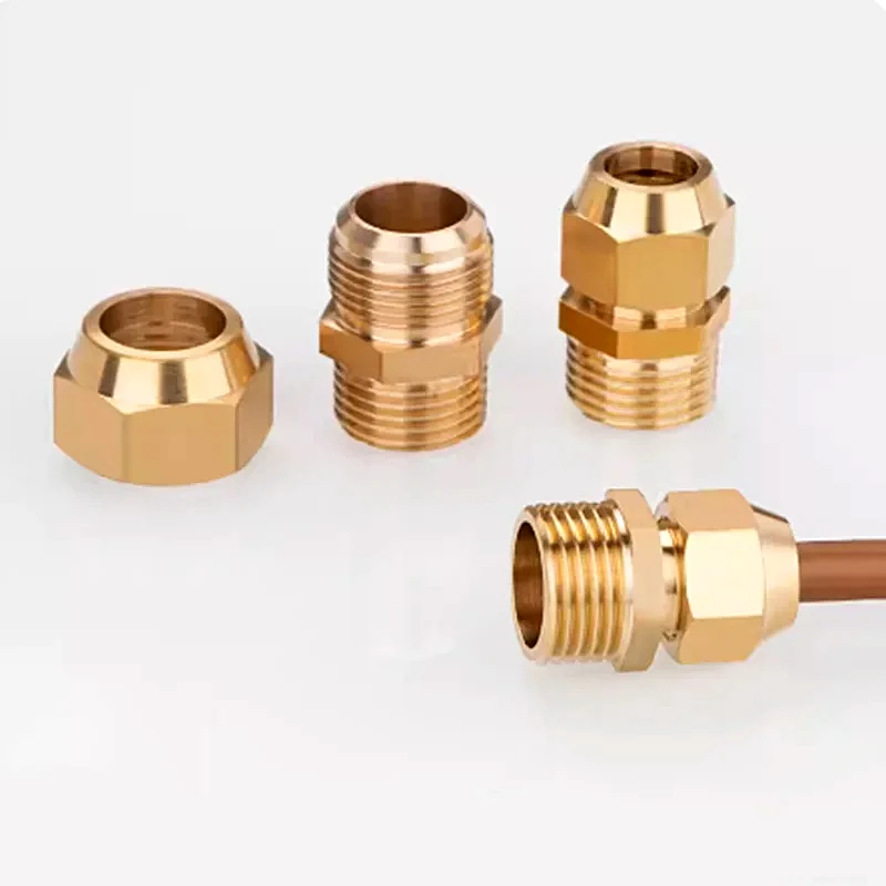 2pc Brass Lock Catch Connector 6mm Straight Pipe Male Thread Copper Bell Mouth Joint Air Conditioning And Refrigeration Fittings