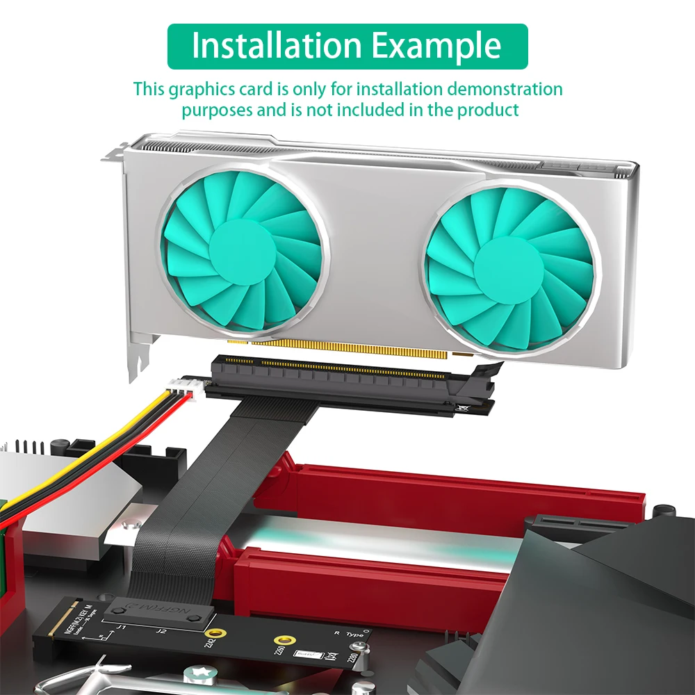 M.2 Ngff Nvme Key M Extender Kabel Naar Pcie X16 Grafische Kaart Riser Adapter 16x Pci-e Pci-Express Voor M2 2230 2242 2260 2280