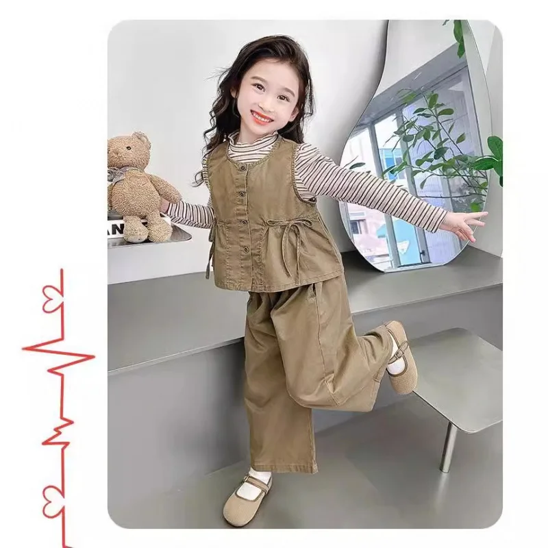 Hnq-Children's Three-Piece Suit Children's Sweet Set3-8One Piece Dropshipping Years Old