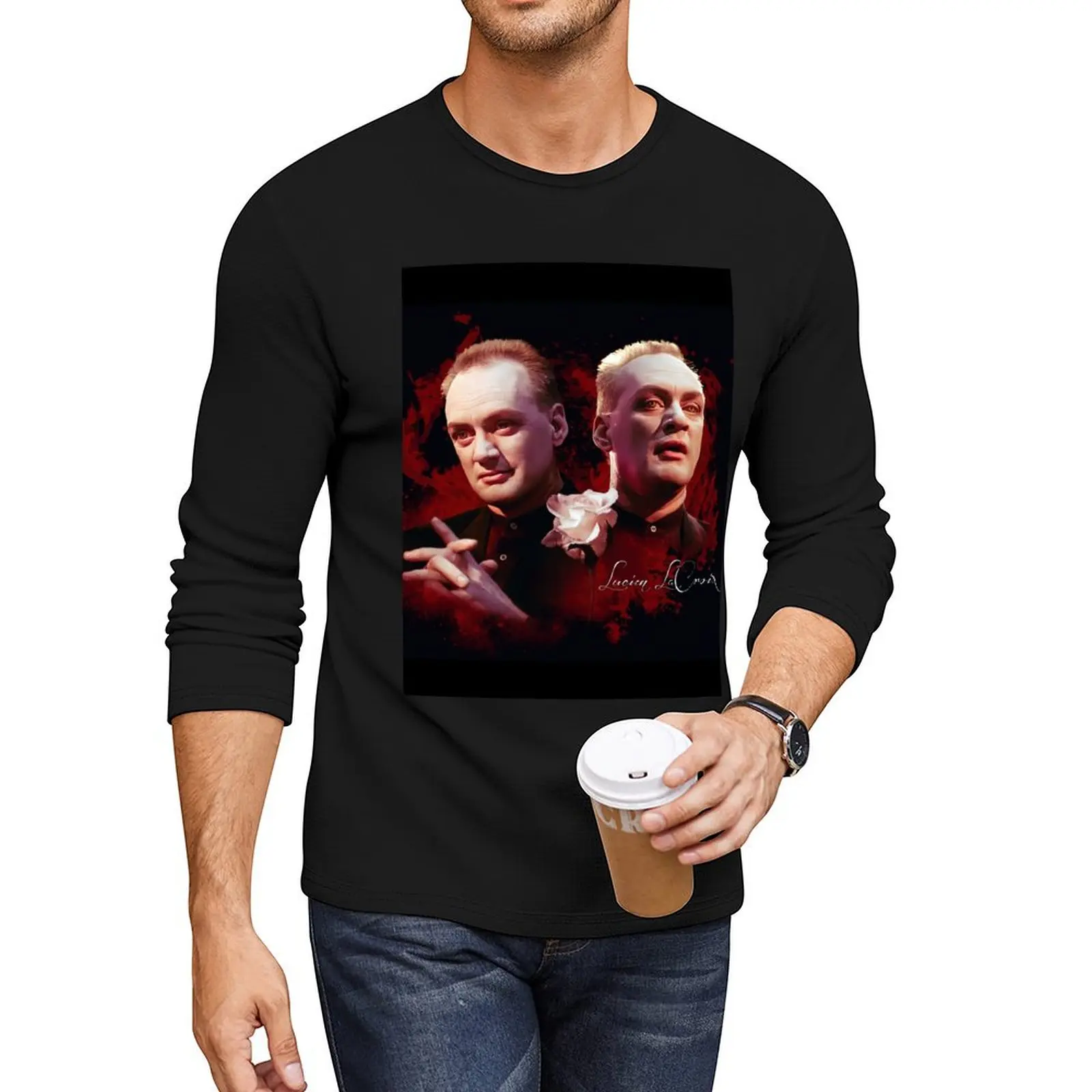 Forever Knight - Lucien LaCroix - Nigel Bennett Art Long T-Shirt tops custom t shirts design your own Men's t-shirts