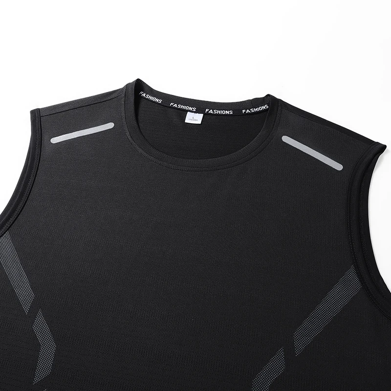 الجليد الحرير سترة الصيف الرياضة زي كرة السلة التجفيف السريع الرجال تشغيل عادية رقيقة تنفس رجل قميص بدون أكمام سترات
