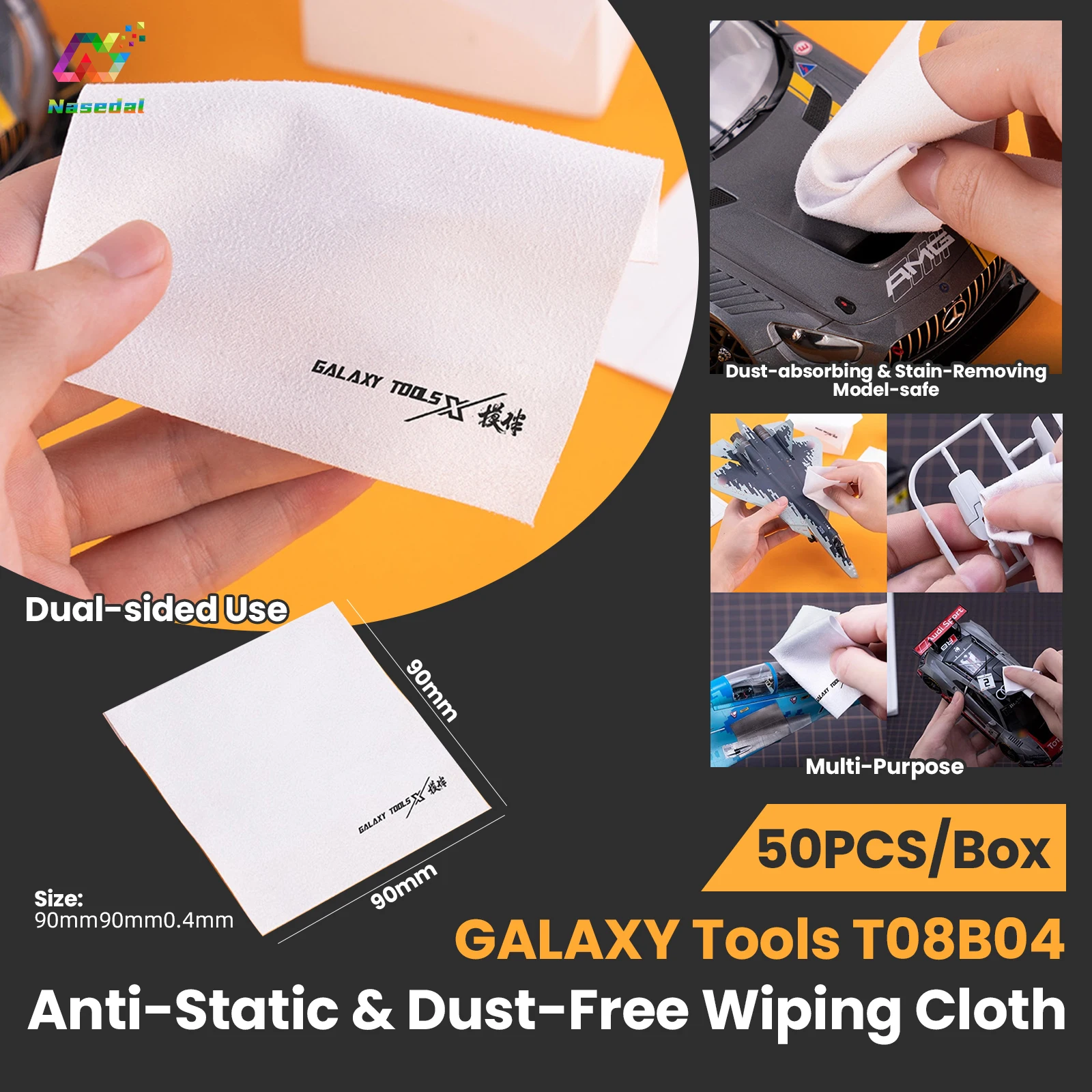 

GALAXY Tools T08B04 Anti-Static Dust-Free Wiping Cloth 9*9*0.04cm for Gundam Scale Mecha GK DIY Hobby Cleaning & Polishing Tool