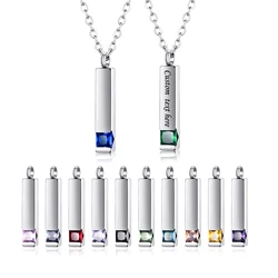 12 Kinds Zircon Birthstone Cremation Jewelry for Ashes Men Women Urn Necklace Stainless Steel Memorial Jewelry