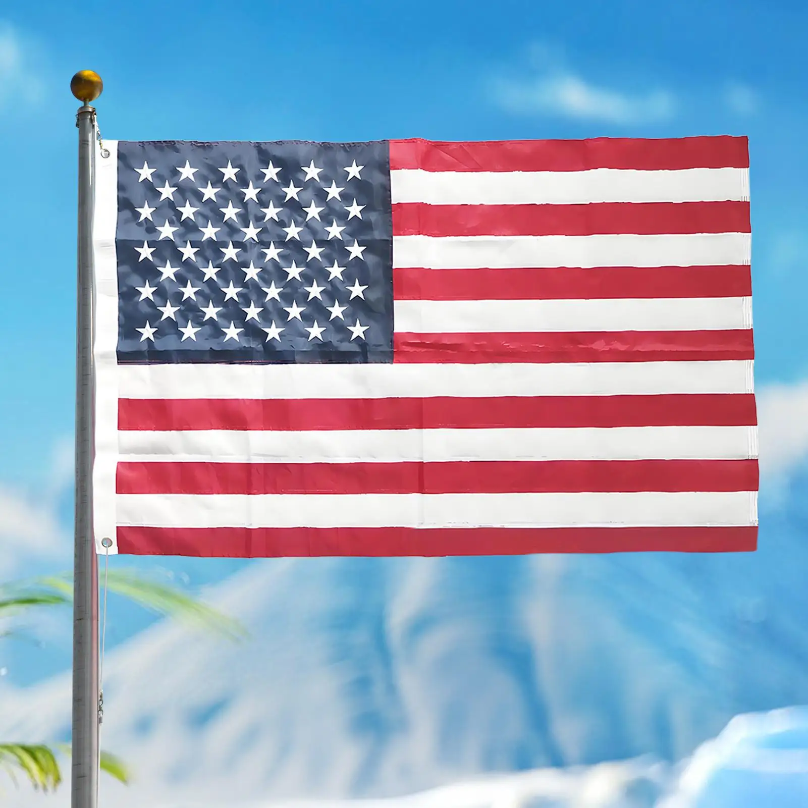 Outdoor Flags National Polyester Flag Brass Grommets Embroidered Stars Decorations For Home School Lawn Garden Front Yard Porch