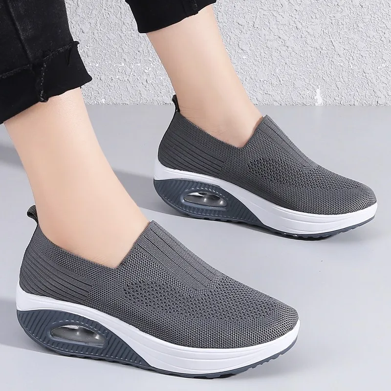 Shoes for Women Fashion Vulcanized Sneakers Platform Solid Color Flat Ladies Shoes Casual Breathable Wedges Ladies Walking Shoes