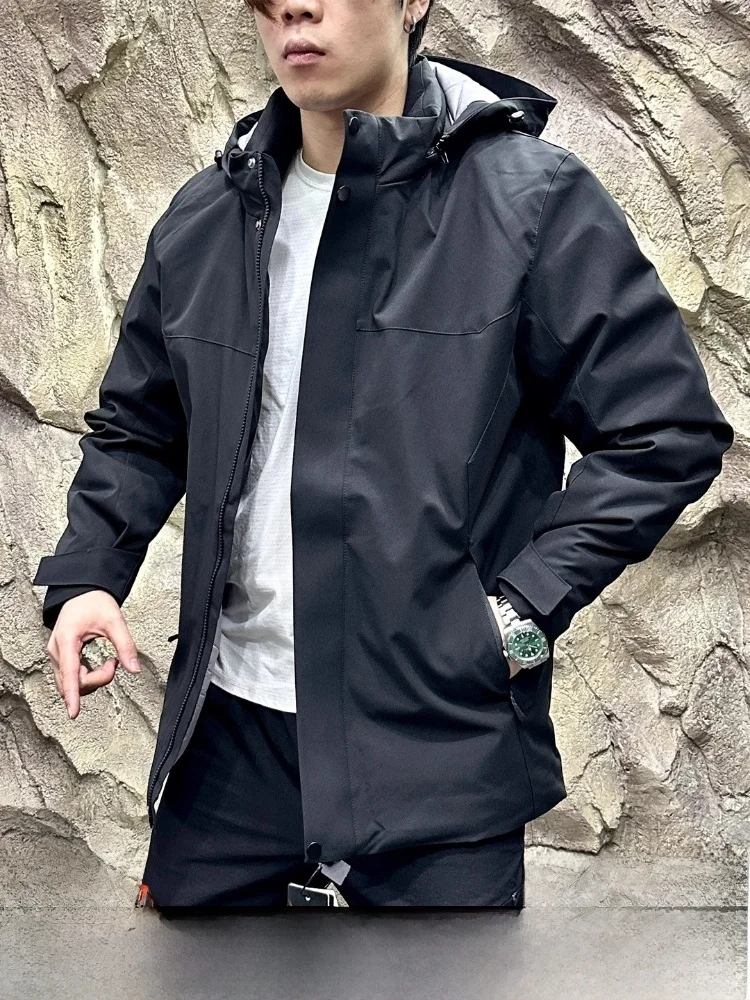 

Outdoor aphene Lined down Jaet Hooded Men's Winter Ultra Cold Resistant Faionable Polyester Fiber Long Sve Zipper Cl...