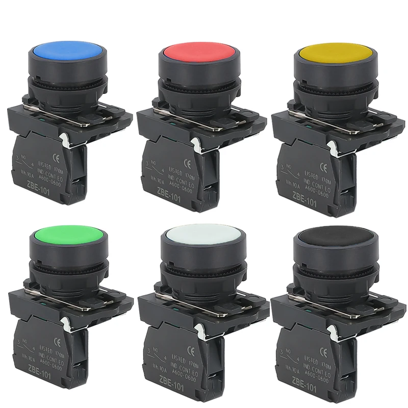 

1Pcs XB5 AA31 Plastic Restart Power Start Stop Momentary Push Button Switch Normally Open NO NC Red Green Yellow 22mm ZB5
