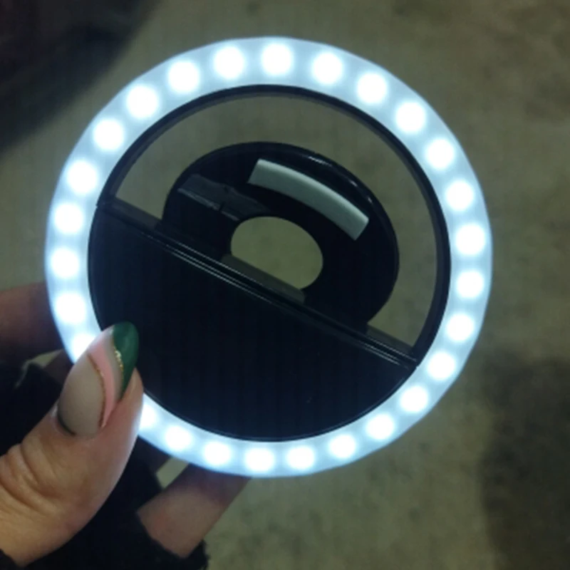 USB Charge LED Selfie Ring Light Mobile Phone Lens LED Selfie Lamp Ring For iPhone Samsung Xiaomi Huawei OPPO Phone Selfie Light