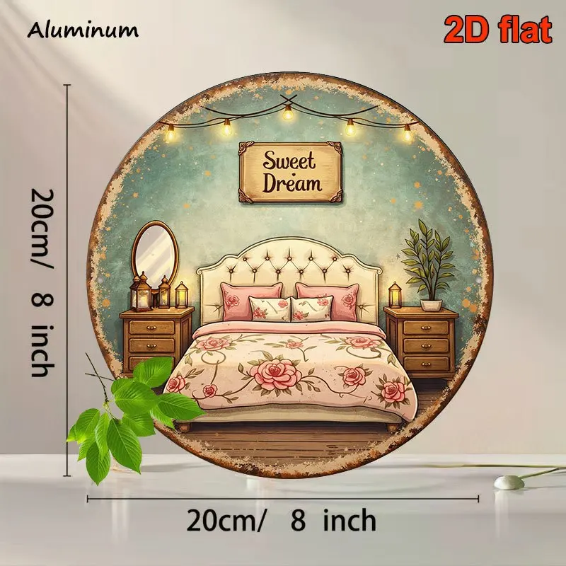 Round Sign, Vintage Plaque with 