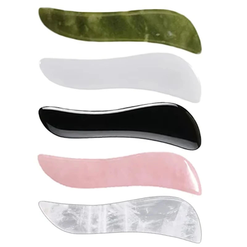 Natural Jade S-Shape Scraping Board Rose Quartz Obsidian Gua Sha Massager Spa Acupuncture  Facial Lifting Skin Care Beauty Tool