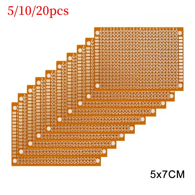 5/10/20pcs 5x7cm PCB Prototype Board Single Sided Universal Breadboard 1.2mm Thick DIY Soldering Circuit Board Yellow