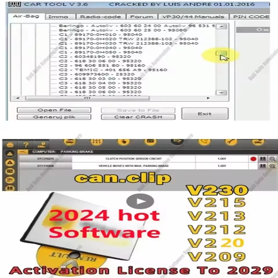 Najnowszy sprzęt diagnostyczny SW V215 V212 V209 z 2024 roku dla Renault Can Clip + darmowe prezenty + Reprog V191 + ekstraktor PIN + Dialogys V4.72