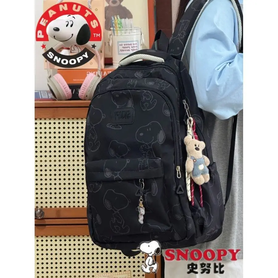 Snoopy Backpack Cartoon Print Large Capacity Waterproof School Bag Large Capacity Teen Girls Student Rucksack Casual Travel