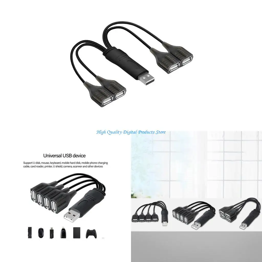 

U2JE USB Y Splitter Cable USB2.0 Male to 4 Port USB2.0 Female Cable USB Cable Support