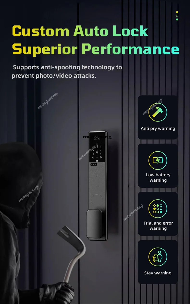 Fingerprint lock facial recognition household password graffiti waterproof smart lock anti-theft door lock full set