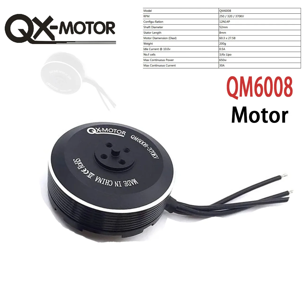 

QX-MOTOR QM6008 (5208) - 320KV/ 370KV Brushless Motor for T960 T810 Multicopter Hexacopter Octacopter