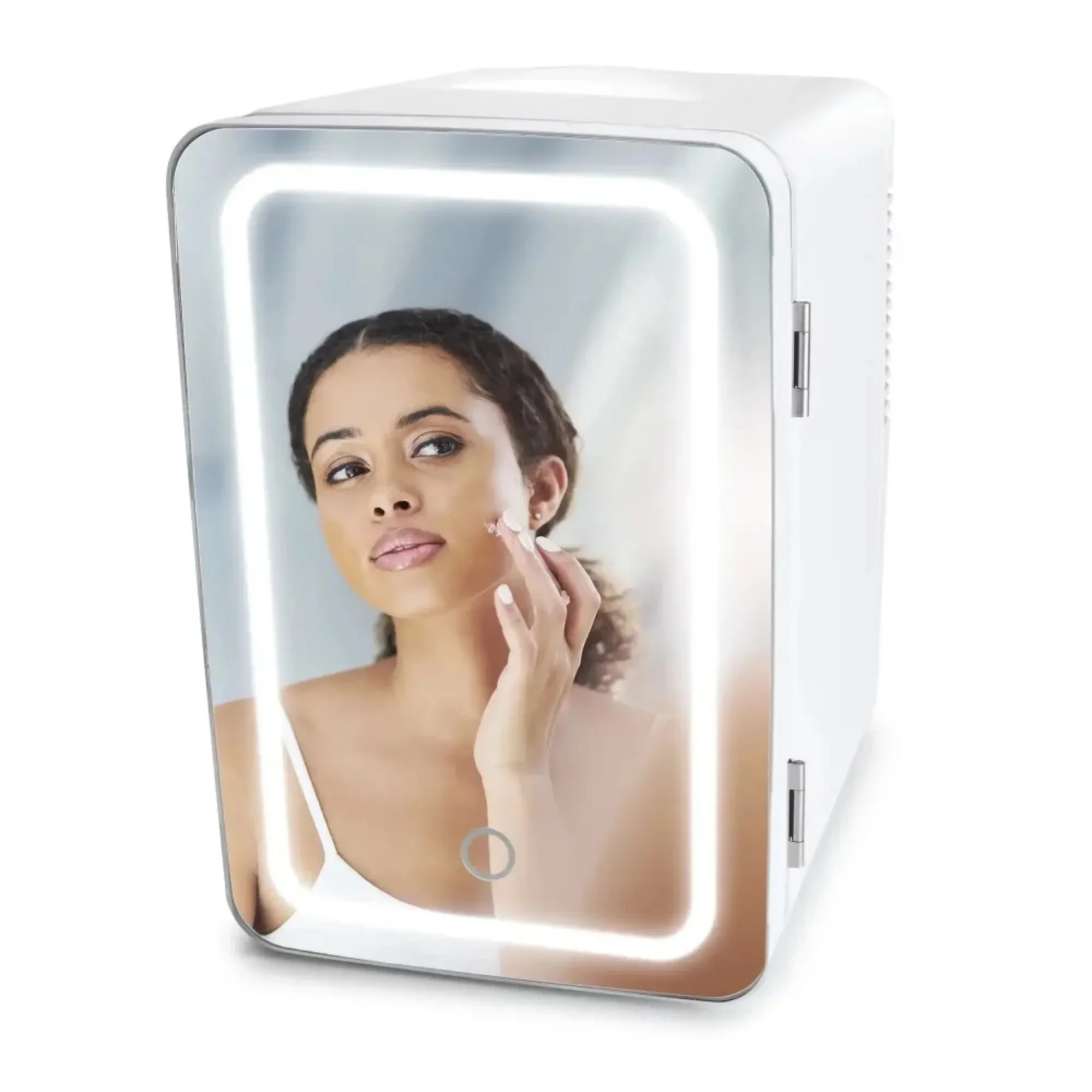 Mini Beauty Care Refrigerador com porta de vidro branco, 6L