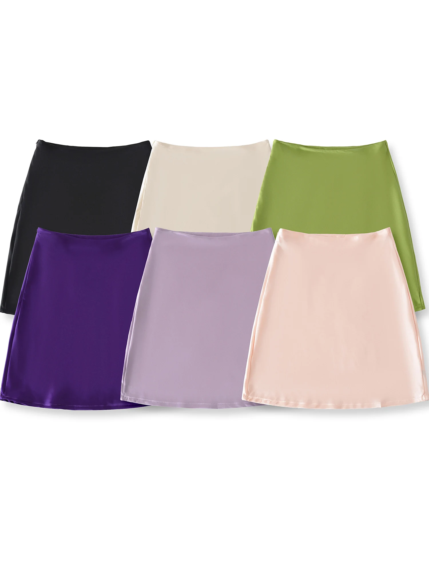 Acetato een cetim sensação moderna assimétrica zíper ort saia feminina cintura alta slim fit saia evasê rua sle su...